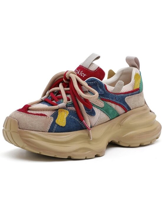Shoes - Women's Beige Autumn Fashion Breathable Casual Lace Up Comfort Platform Sneaker